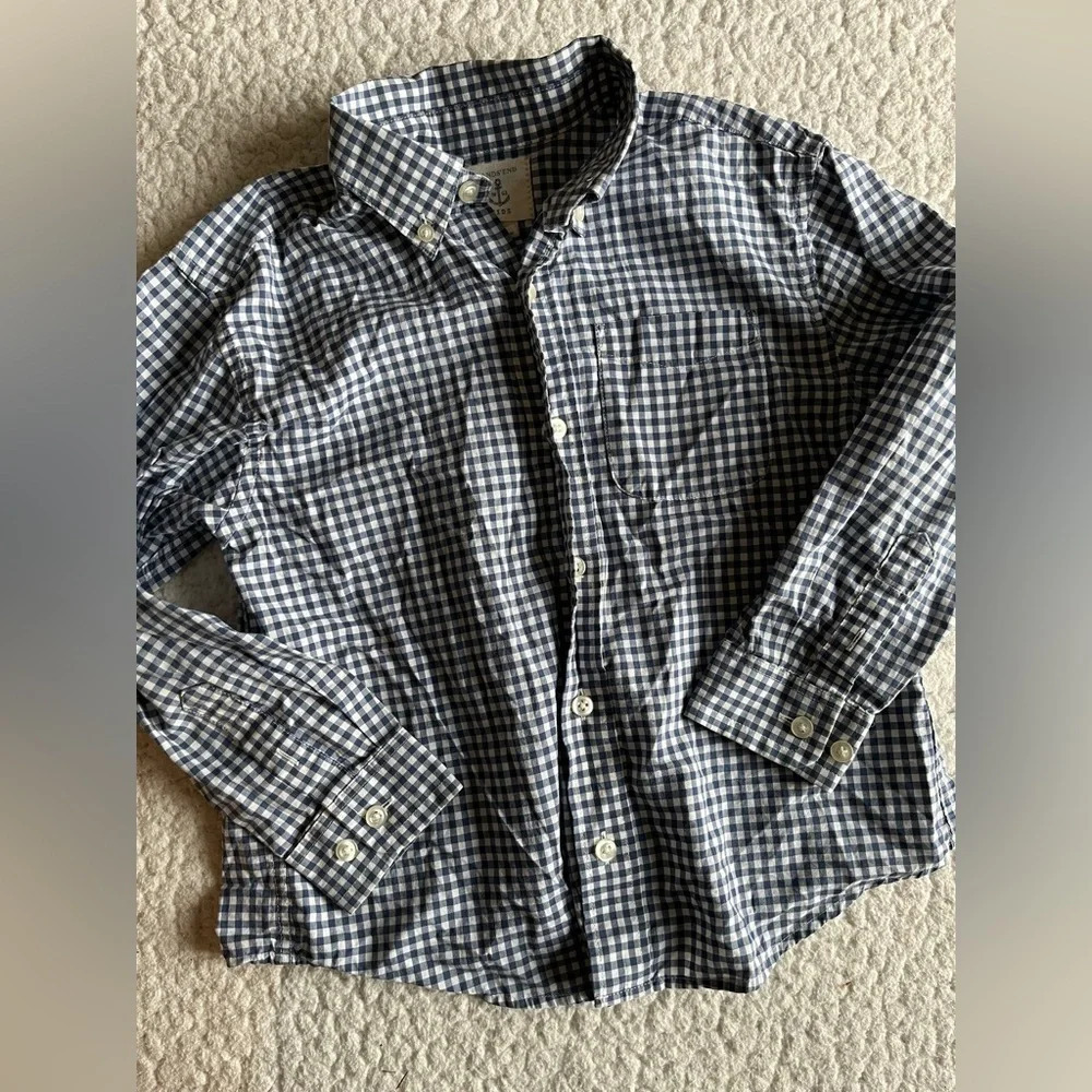 Lands Ends blue plaid button-down, size 5/6